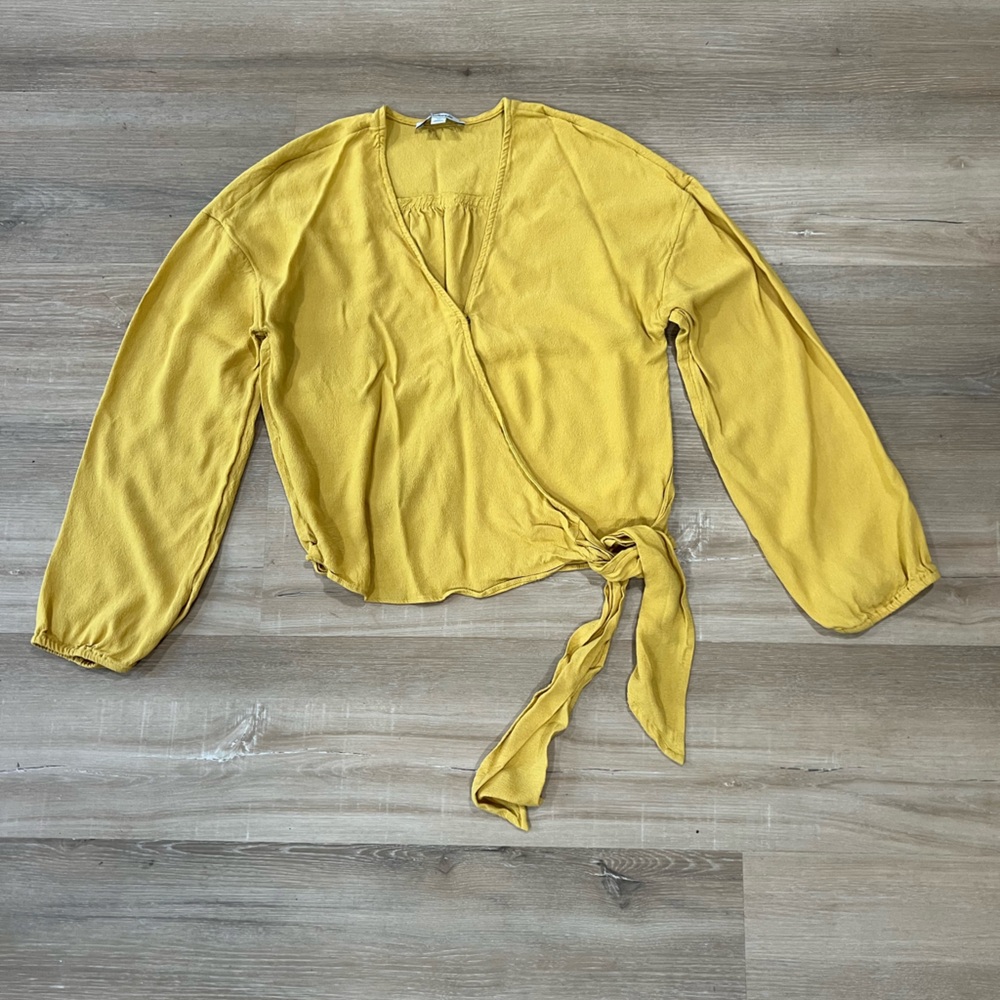 Madewell Yellow Tie-Front Blouse